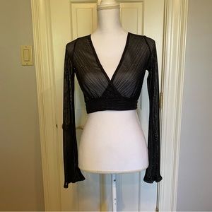 Black sparkly sheer crop top